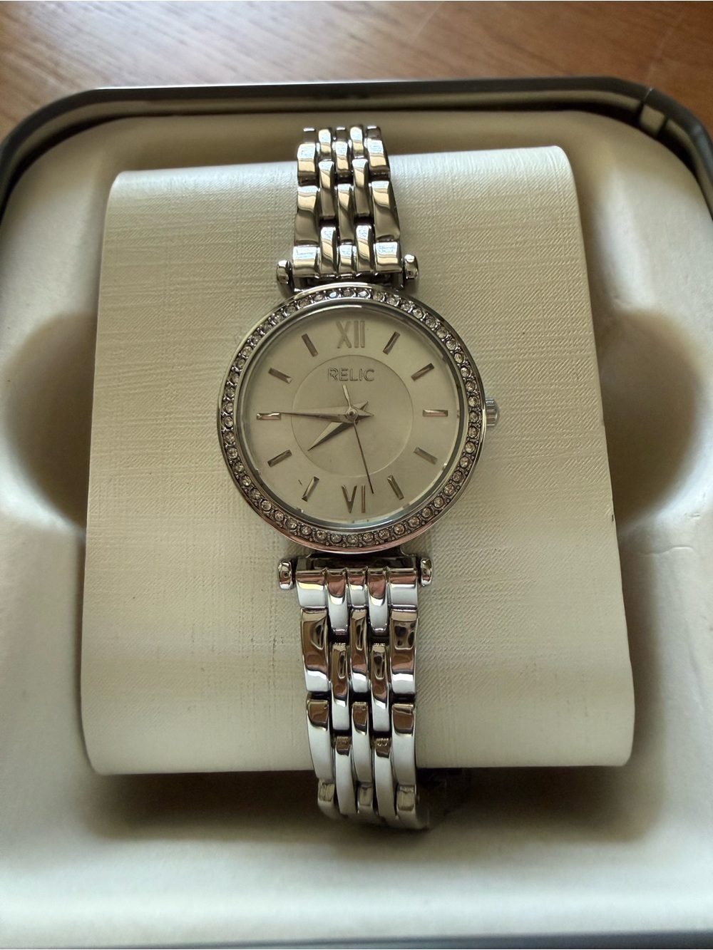 Relic Silver-Tone Crystal Accent Ladies Watch